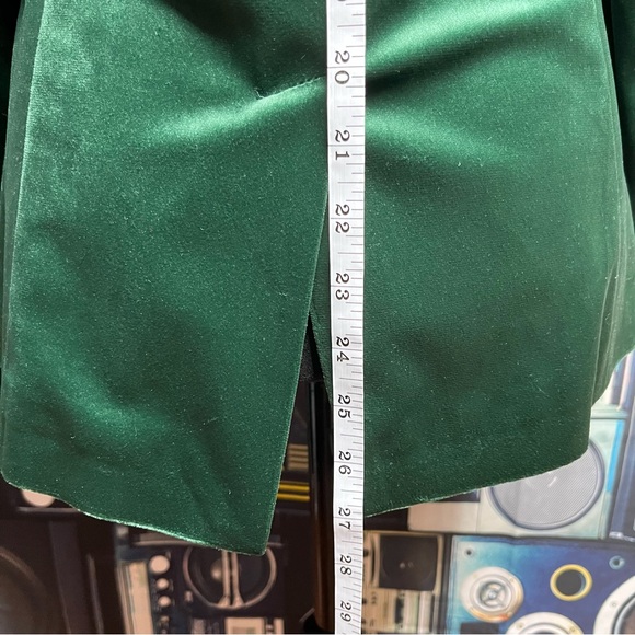 OO LA LA Green Velvet Blazer with Mona Lisa Pattern Lining Women's Size 8 - Picture 7 of 14